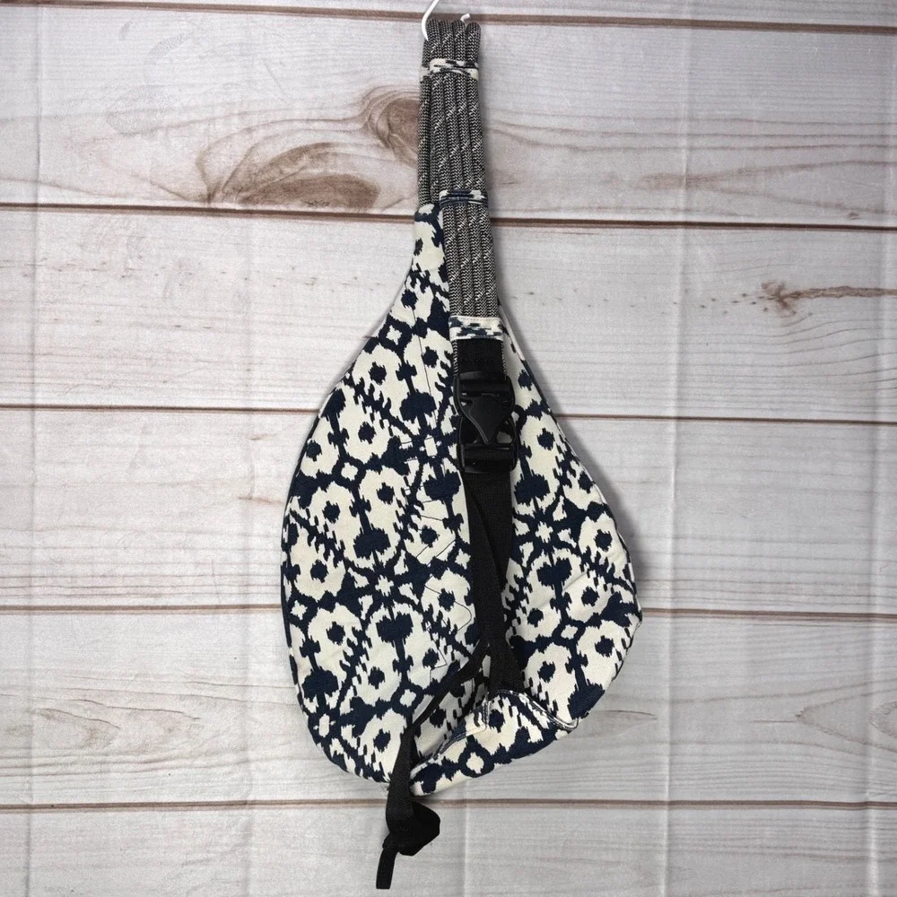 KAVU Rope Bag Sling Backpack Navy White Geometric Canvas Crossbody